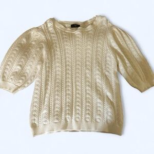 Cream Tahari Sweater with Puffy Sleeves - Size XL